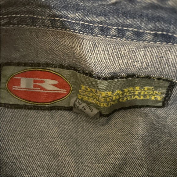 RESULTS Vintage 90’s Thick Distressed Denim Shirt Jacket Size M - Picture 6 of 7
